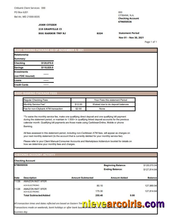 USA City Bank excel pdf